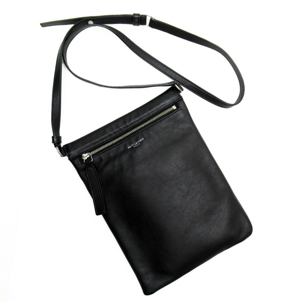 Saint Laurent shoulder bag leather black silver